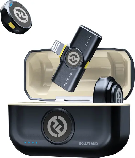 Hollyland Lark M2 Lightning Lavaliere Wireless pentru iPhone, Omnidirectional, Noise Cancellation, Shine Charcoal