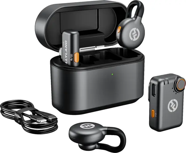 Hollyland LARK M2S Combo Lavaliere wireless, 24-bit, Anulare Zgomot, USB-C, Lightning, Autonomie 30h, Compacte 7g, Space Gray
