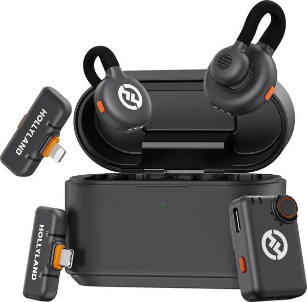 Hollyland Lark M2S Ultimate Combo Lavaliere wireless, 24-bit, Anulare Zgomot, USB-C, Lightning, 30h, Compacte 7g, Space Gray