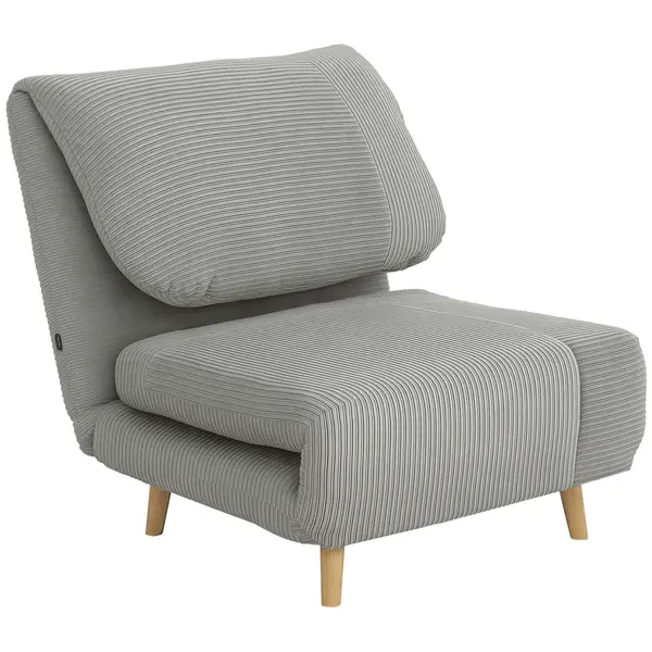 HOMCOM 2 în 1 Fotoliu extensibil Pat pentru oaspeți, cu suport reglabil Cord-Optik 82 cm x 89 cm x 83 cm Gri | Aosom Romania