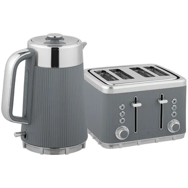 HOMCOM 2200W, fierbător 1,7L cu funcție de fierbere rapidă, filtru anticalcar și toaster cu 4 felii și 7 trepte de rumenire, gri | Aosom Romania