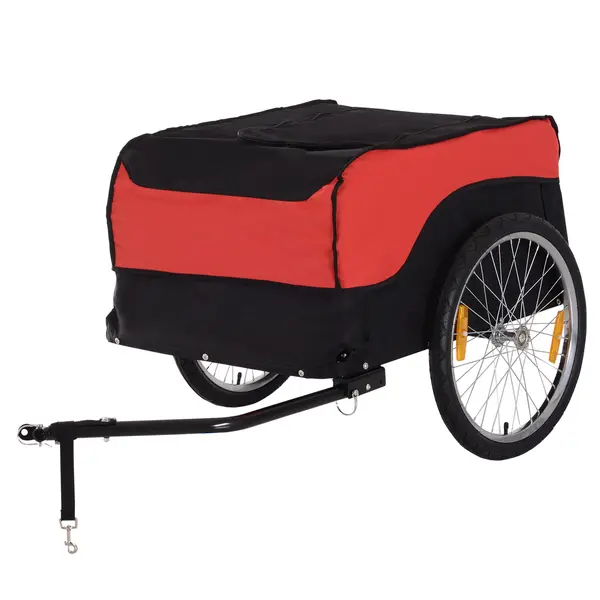 HOMCOM 65 × 61 × 39 cm Carucior pentru bicicletă - Remorcă pentru bicicletă Roșu/Nero | Aosom Romania