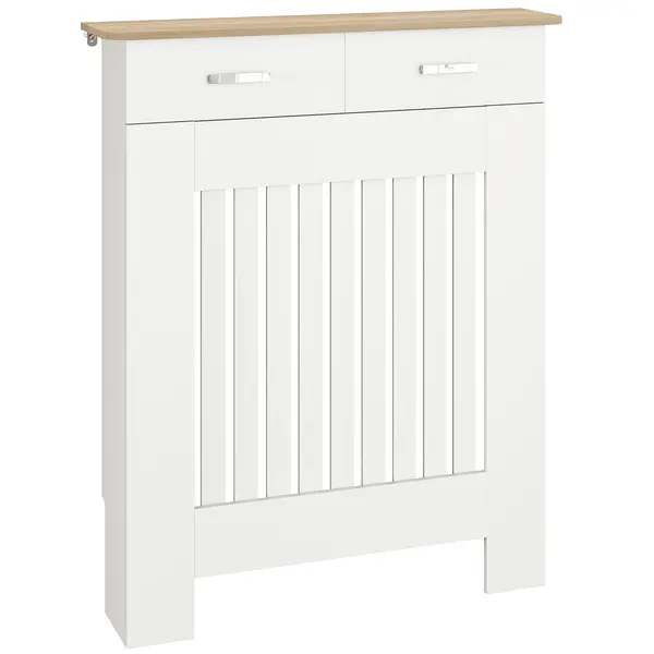 HOMCOM Acoperire pentru Calorifer cu Sertar, Anti-răsturnare, în Lemn, 78x19x97 cm, Alb | Aosom Romania