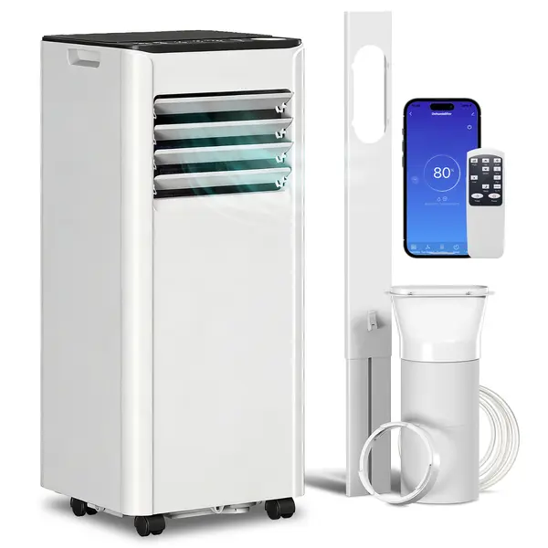 HOMCOM Aer Condiționat Portabil 7000 BTU 4 în 1 Răcire Dezumidificator Ventilator Cronometru pentru 26 m² Alb | Aosom Romania