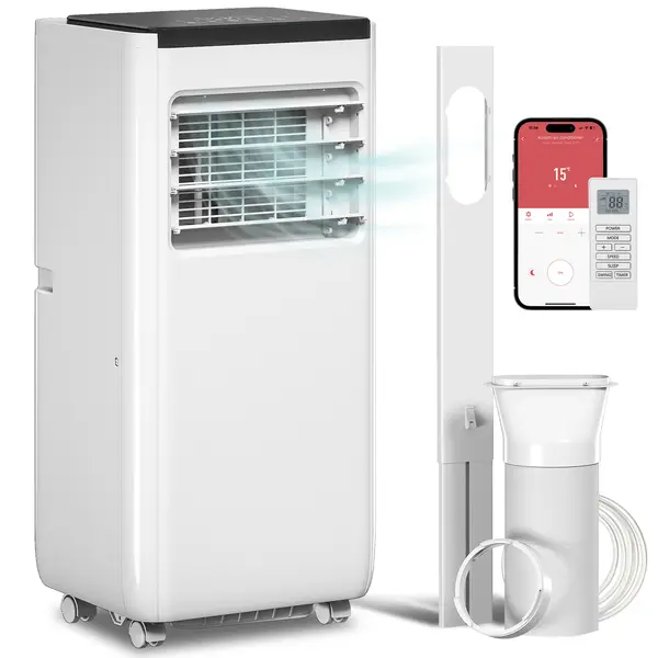 HOMCOM Aparat de aer condiționat portabil 10.000 BTU 4 în 1 - răcire, dezumidificator, ventilator cu WiFi pentru 30 m² Alb | Aosom Romania