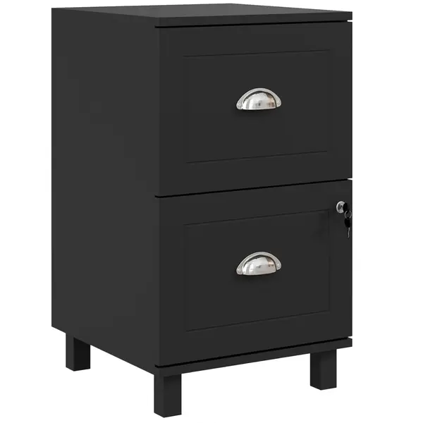 HOMCOM Archivator cu Încuietoare și 2 Sertare, Bare Ajustabile pentru Dosare A4 și Letter, Design Compact 40x41,5x67,5 cm Negru | Aosom Romania