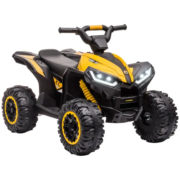 HOMCOM ATV Electric Copii Galben 3-5 ani cu muzica faruri LED cauciucuri late claxon masina | Aosom Romania