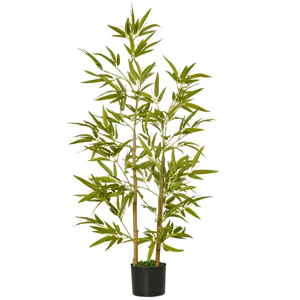 HOMCOM Bambus Artificial Luxuriant în Ghiveci, 120 cm, 336 Frunze Verzi, Decor Elegant Interior/Exterior | Aosom Romania