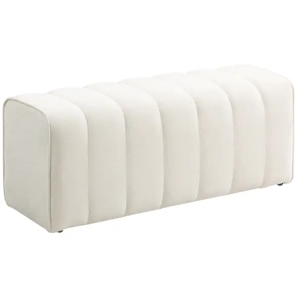 HOMCOM Banc la capătul patului, banchetă tapitată, stil modern, otoman din țesătură aspect in, 110 x 40 x 44 cm, cremă | Aosom Romania