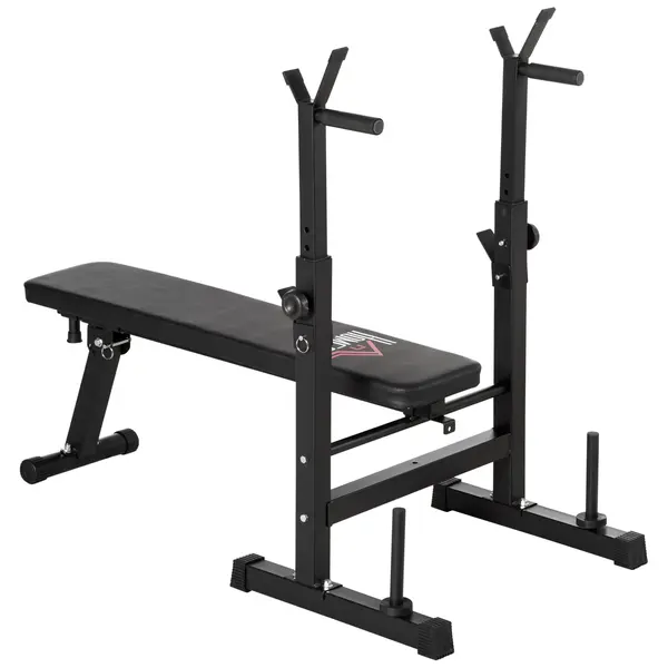 HOMCOM Bancă de Greutăți Pliabilă cu 8 Înălțimi Reglabile și Suport pentru Halteră, 140x73x98-122 cm, Negru | Aosom Romania