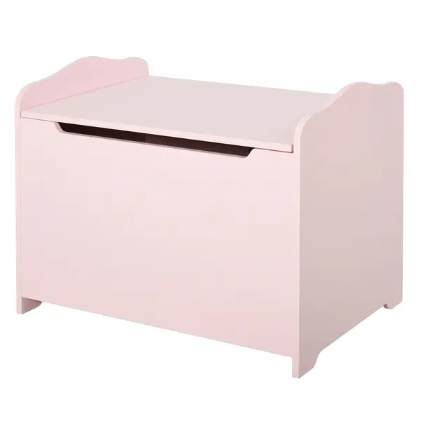 HOMCOM Bancă Depozitare Jucării Copii, Capac Pneumatic, Lemn, 60x40x48cm, Roz | Aosom Romania