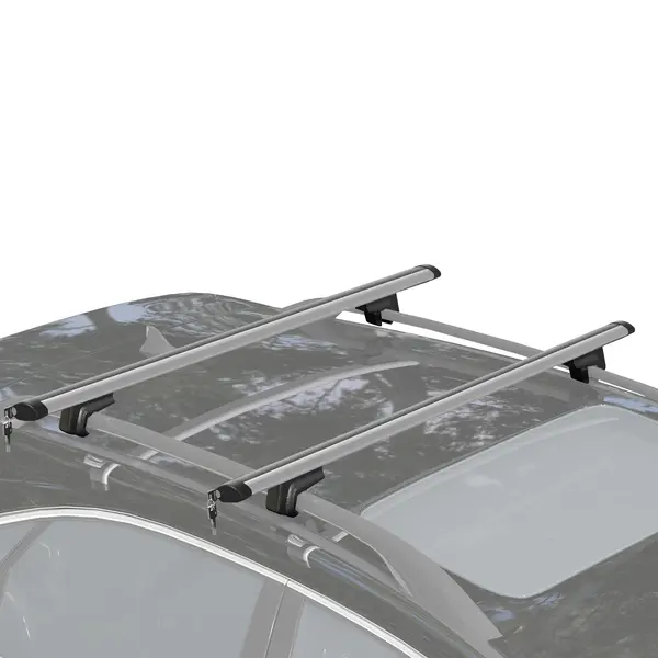 HOMCOM Bare transversale auto 135 cm, portbagaj blocabil cu 2 chei, compatibile cu șine laterale de 120 cm, argintie | Aosom Romania