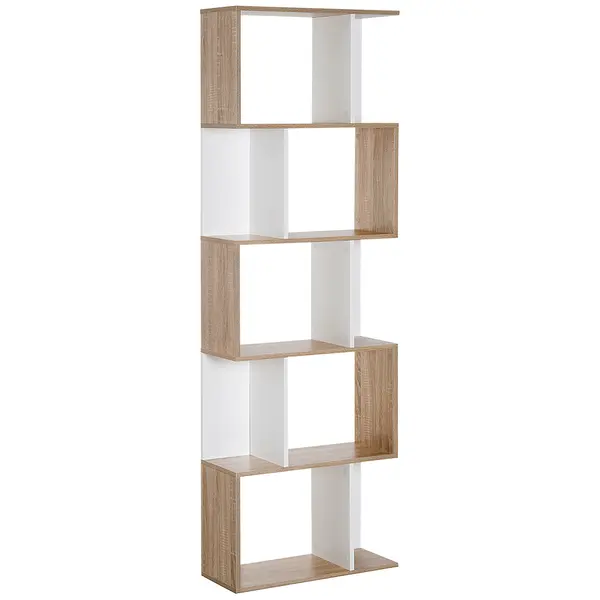 HOMCOM Bibliotecă de Perete Modernă cu 5 Rafturi, Design Vertical din Lemn, 60x24x184.5 cm, Alb | Aosom România