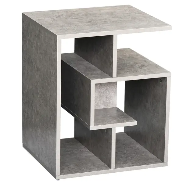HOMCOM Bibliotecă Modernă pe 3 Niveluri din Lemn cu Efect Ciment, Dimensiuni 45x40x55cm, Gri Elegant | Aosom Romania