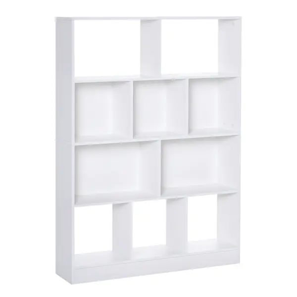 HOMCOM Bibliotecă raft Mobilier de Depozitare 5 nișe + 5 rafturi Panouri Particule Alb | Aosom Romania