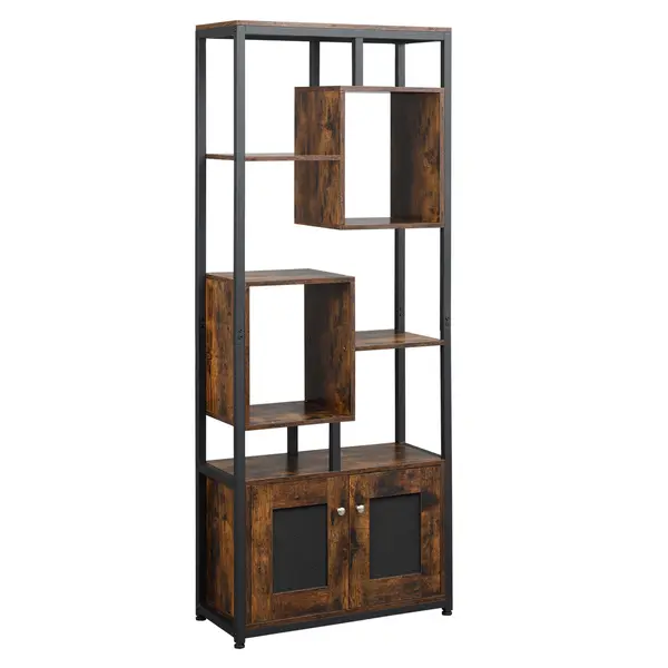 HOMCOM biblioteca stil industrial, 70x30x180cm, maro | Aosom Romania