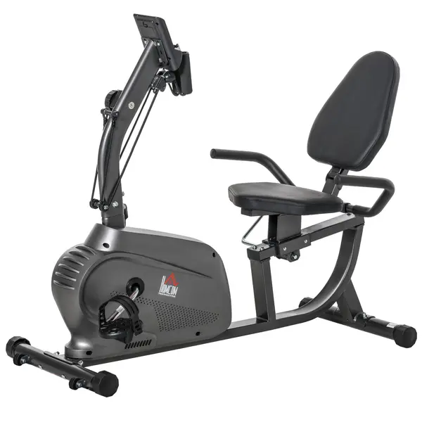 HOMCOM Bicicletă Magnetică Orizontală Scaun Reglabil și Elastice pentru Brațe | Aosom Romania