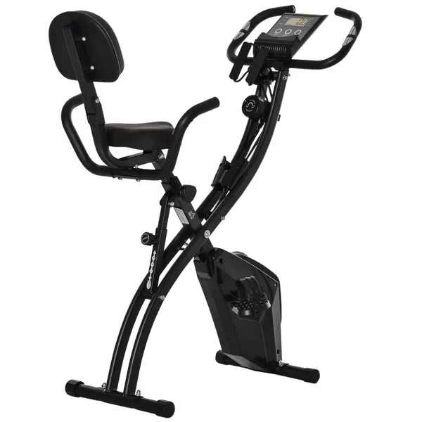 HOMCOM Bicicletă Pliabilă 2 în 1 cu Rezistență Magnetică Reglabilă pe 8 Nivele, 105x48x118 cm, Negru | Aosom Romania