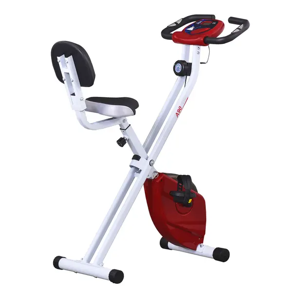 HOMCOM Bicicletă Pliabilă Soozier, 5 Pozitii Reglabile, 8 Nivele Rezistență Magnetică, 43x97x109 cm, Roşu | Aosom Romania