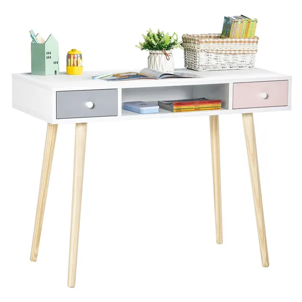 HOMCOM Birou cu sertare pentru copii, Camera copii MDF, 100x48x76.5 cm, Multicolor