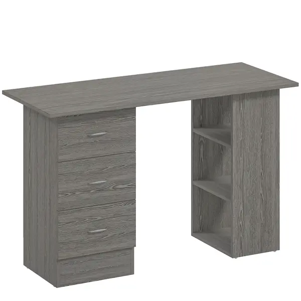 HOMCOM Birou modern cu 3 Sertare si Rafturi in Lemn Alb 120x49x72cm | Aosom Romania