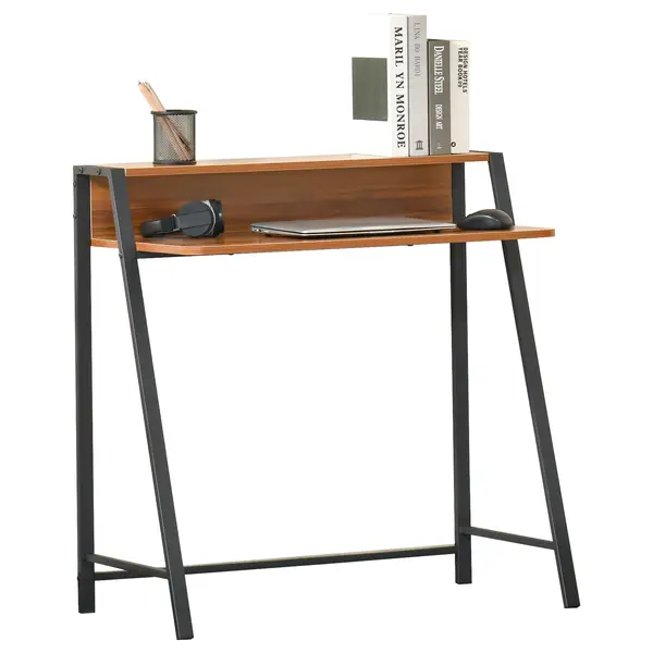 HOMCOM Birou modern cu Rafturi in Lemn Castaniu 84x45x85cm