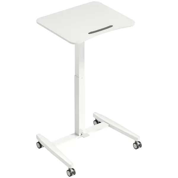 HOMCOM Birou Reglabil pe Înălțime, Blat Inclinabil, Roți și Cadru din Oțel, 60,5 x 52 x 75-114 cm, Alb | Aosom Romania