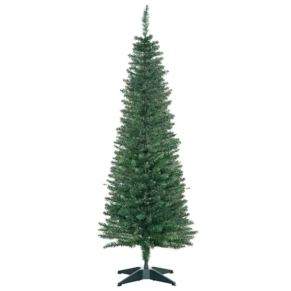 HOMCOM Brad Artificial de Crăciun cu Crengi Realiste, Brad Înalt și Îngust cu Bază din Plastic, Ø46x150 cm, Verde | Aosom Romania