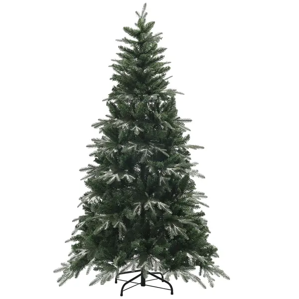 HOMCOM Brad de Crăciun Artificial cu Fulgi de Zăpadă din Cristal și 850 Ramuri Ignifuge, Ø110x180 cm, Verde | Aosom Romania