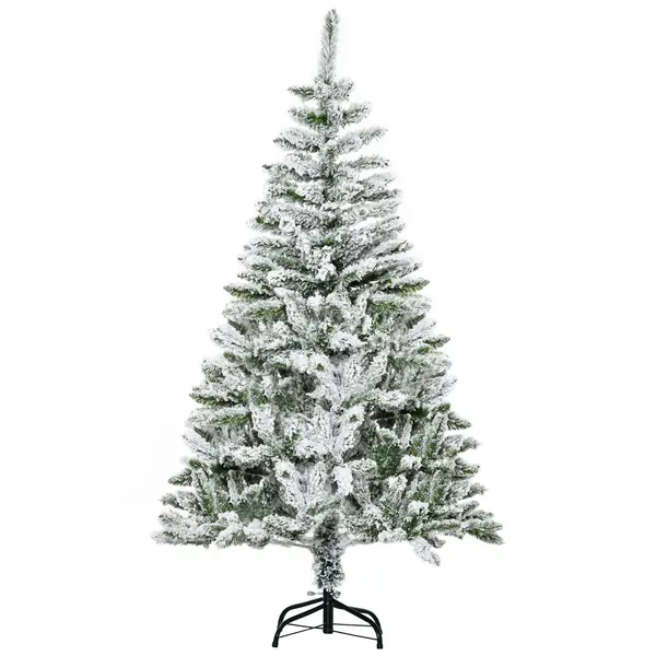 HOMCOM Brad de Crăciun cu 358 Ramuri Ignifuge, Efect Realist, Bază din Oțel, 85x85x150 cm, Verde | Aosom Romania