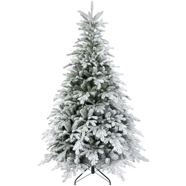 HOMCOM Brad de Crăciun Înzăpezit cu 1321 Crengi, Brad de Crăciun Artificial din Plastic și Metal, Ø115x180 cm, Verde | Aosom Romania
