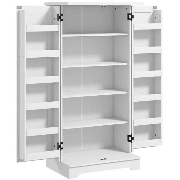 HOMCOM Bufet bucătărie dulap de bucătărie 5 niveluri cu uși și rafturi reglabile 60l x 40P x 120H cm aspect lemn crem | Aosom Romania
