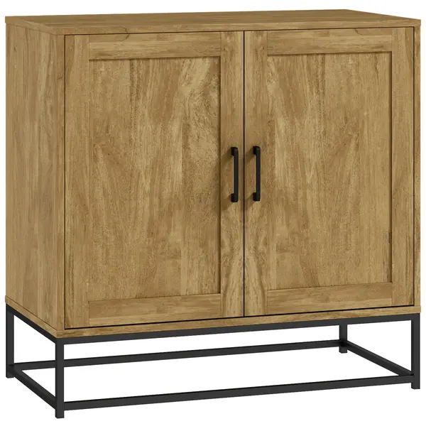 HOMCOM Bufet de Bucătărie cu 2 Nivele și Raft Reglabil, Mobilier din Pal Melaminat și Oțel, 80x40x78 cm, Lemn Natural | Aosom Romania