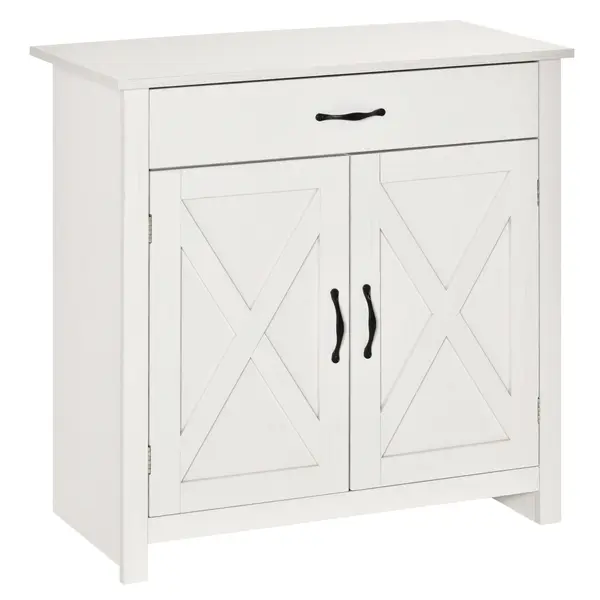 HOMCOM Bufet de Bucătărie cu Sertar 2 Uși și Raft Interior Mobilier Auxiliar Decorativ 80x39,7x80 cm Alb Spălat | Aosom Romania