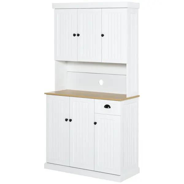 HOMCOM Bufet de Bucătărie Modern cu Dulap pentru Depozitare, Ideal pentru Cuptorul cu Microunde, Design Elegant, Alb | Aosom Romania