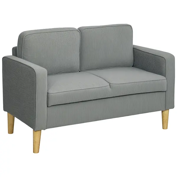 HOMCOM Canapea 2 locuri cu spațiu de depozitare și picioare solide din lemn, pentru living, dormitor, 117 x 63 x 79 cm, Gri deschis | Aosom Romania