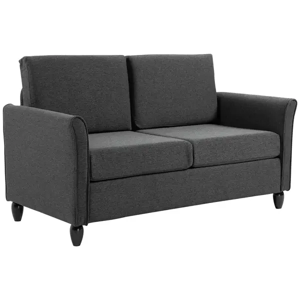 HOMCOM canapea 2 locuri tapitata compacta confortabila 141x70x78cm gri | Aosom Romania