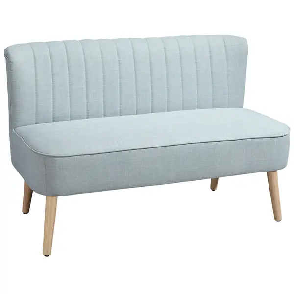 HOMCOM Canapea cu 2 Locuri din Material Textil fără Brațe, Canapea cu Picioare din Lemn, 117x56,5x77 cm, Verde | Aosom Romania
