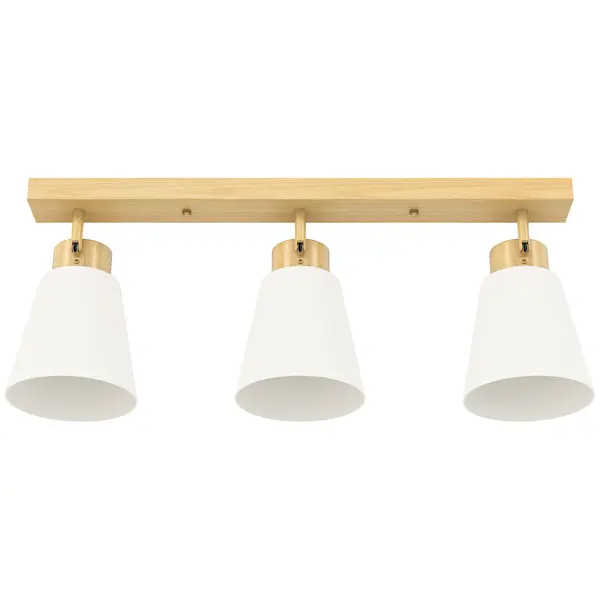 HOMCOM Candelabru de tavan cu 3 puncte de lumină reglabile la 90° și socluri E27, culoare lemn | Aosom Romania