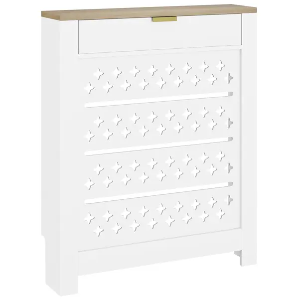 HOMCOM Capac pentru calorifer, mască pentru calorifer cu dulap rabatabil și poliță superioară, 78 x 19 x 95,5 cm, alb | Aosom Romania