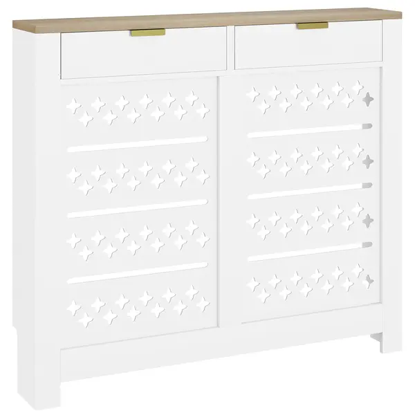 HOMCOM Capac pentru radiator, mască pentru radiator cu dulap rabatabil și poliță superioară, 108 x 19 x 95,5 cm, alb | Aosom Romania