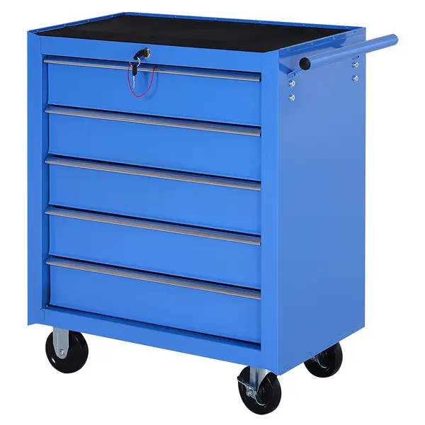 HOMCOM Carucior de Atelier cu 5 Sertare pentru Ustensile de Lucru 67.5x33x77cm