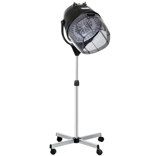 HOMCOM Cască de Uscat Părul cu Înălțime Reglabilă, Cască pentru Păr cu Timer și Roți Pivotante, 65x65x115-165 cm, Negru | Aosom Romania