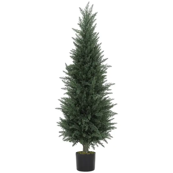 HOMCOM Chiparos artificial, 638 frunze din plastic, cu ghiveci, rezistent la UV, Verde | Aosom Romania