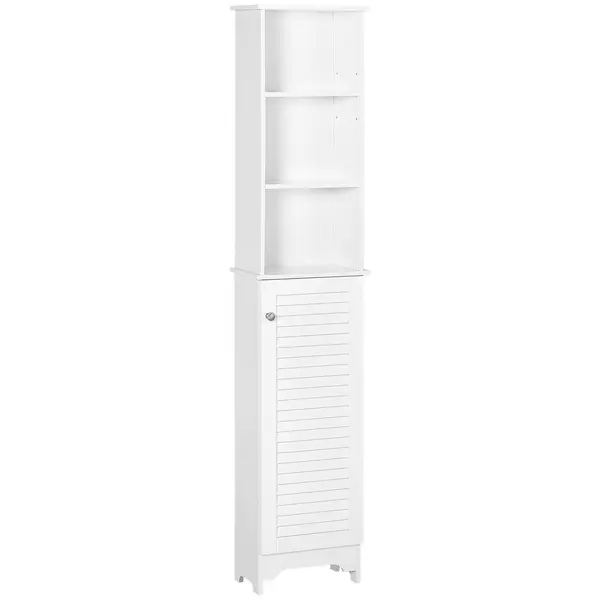 HOMCOM Coloană Baie 3 Niveluri Dulapior Închis Economie Spațiu MDF PAL 34x20x165cm Alb | Aosom Romania