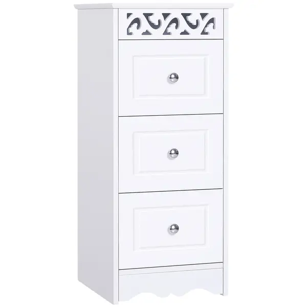 HOMCOM Comodă Baie Elegantă Lemn cu 3 Sertare Design Compact 29.8x29.8x68.5cm Alb | Aosom Romania