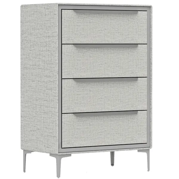 HOMCOM Comoda cu 4 Sertare în Oțel cu Acoperire în Țesut cu Efect de In, 60x36x88 cm, Gri | Aosom Romania