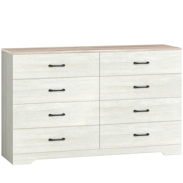 HOMCOM Comodă cu 8 Sertare pentru Dormitor, Modernă, cu Mânere, Spațioasă pentru Sufragerie, Cameră și Hol, 140x40x86 cm, Nuc și Gri Deschis | Aosom Romania