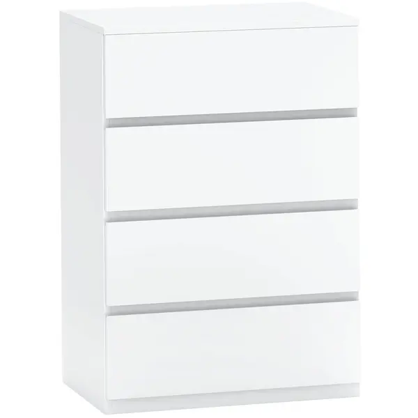 HOMCOM Comodă Sideboard, Comodă cu 4 sertare, 55 cm x 33 cm x 80 cm, Alb | Aosom Romania