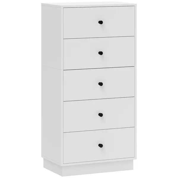 HOMCOM Comoda Sideboard cu 5 sertare Comodă din lemn în stil modern 47 x 29 x 95 cm Alb | Aosom Romania